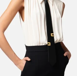 Elisabetta Franchi Tute^Tuta Combinata In Crepe E Viscosa Con Cravatta
