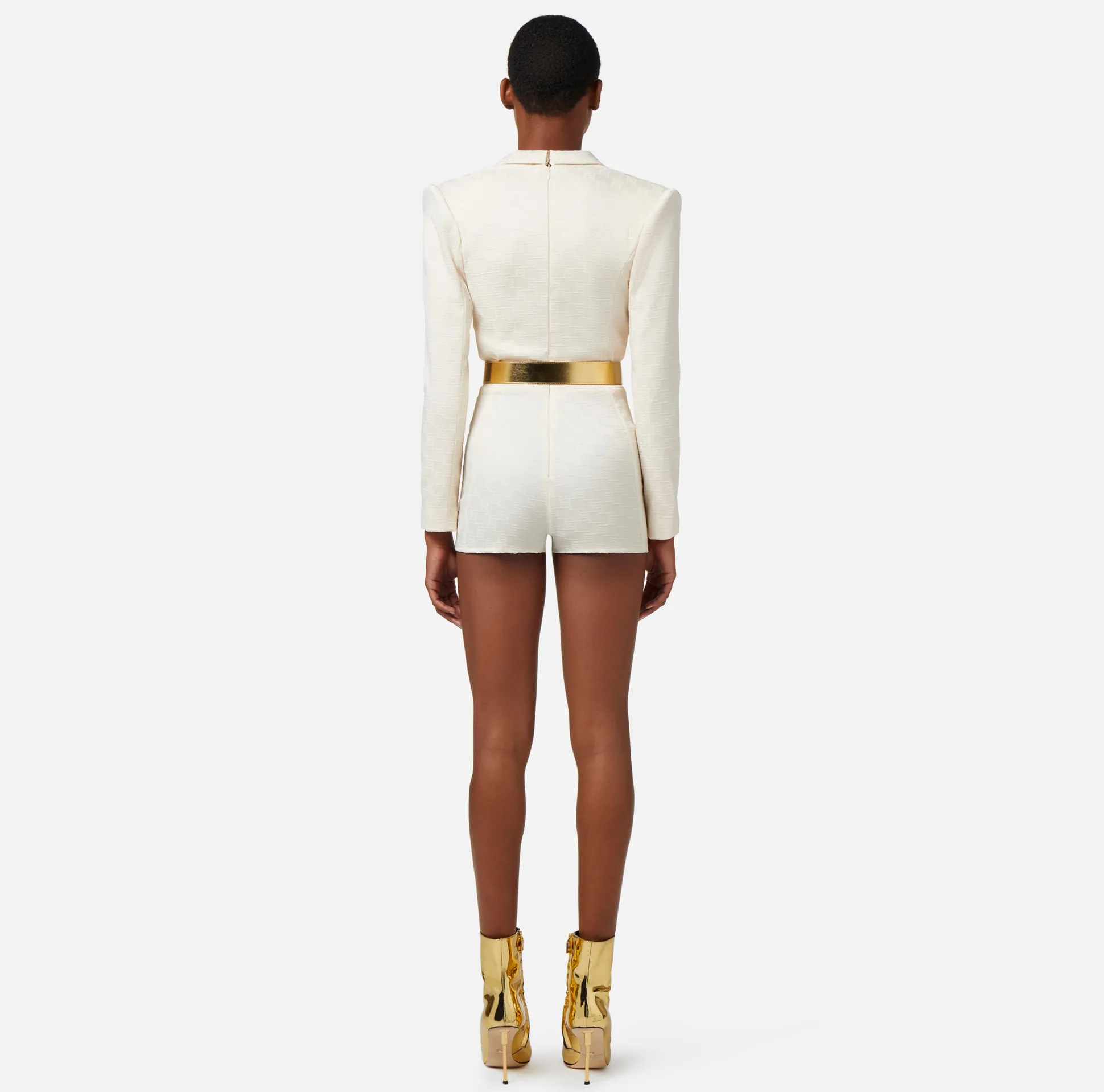 Elisabetta Franchi Tute^Tuta Corta In Raso Jacquard Con Cintura