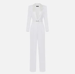 Elisabetta Franchi Tute^Tuta In Crepe Con Top In Pizzo E Cintura