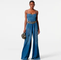 Elisabetta Franchi Tute^Tuta In Denim Con Top Bustier