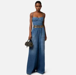 Elisabetta Franchi Tute^Tuta In Denim Con Top Bustier