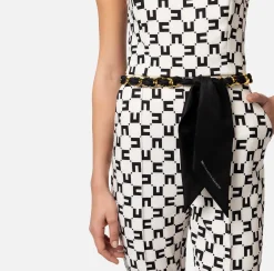 Elisabetta Franchi Tute^Tuta In Doppio Crepe Stampa Logo Con Cintura Catena