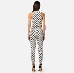 Elisabetta Franchi Tute^Tuta In Doppio Crepe Stampa Logo Con Cintura Catena