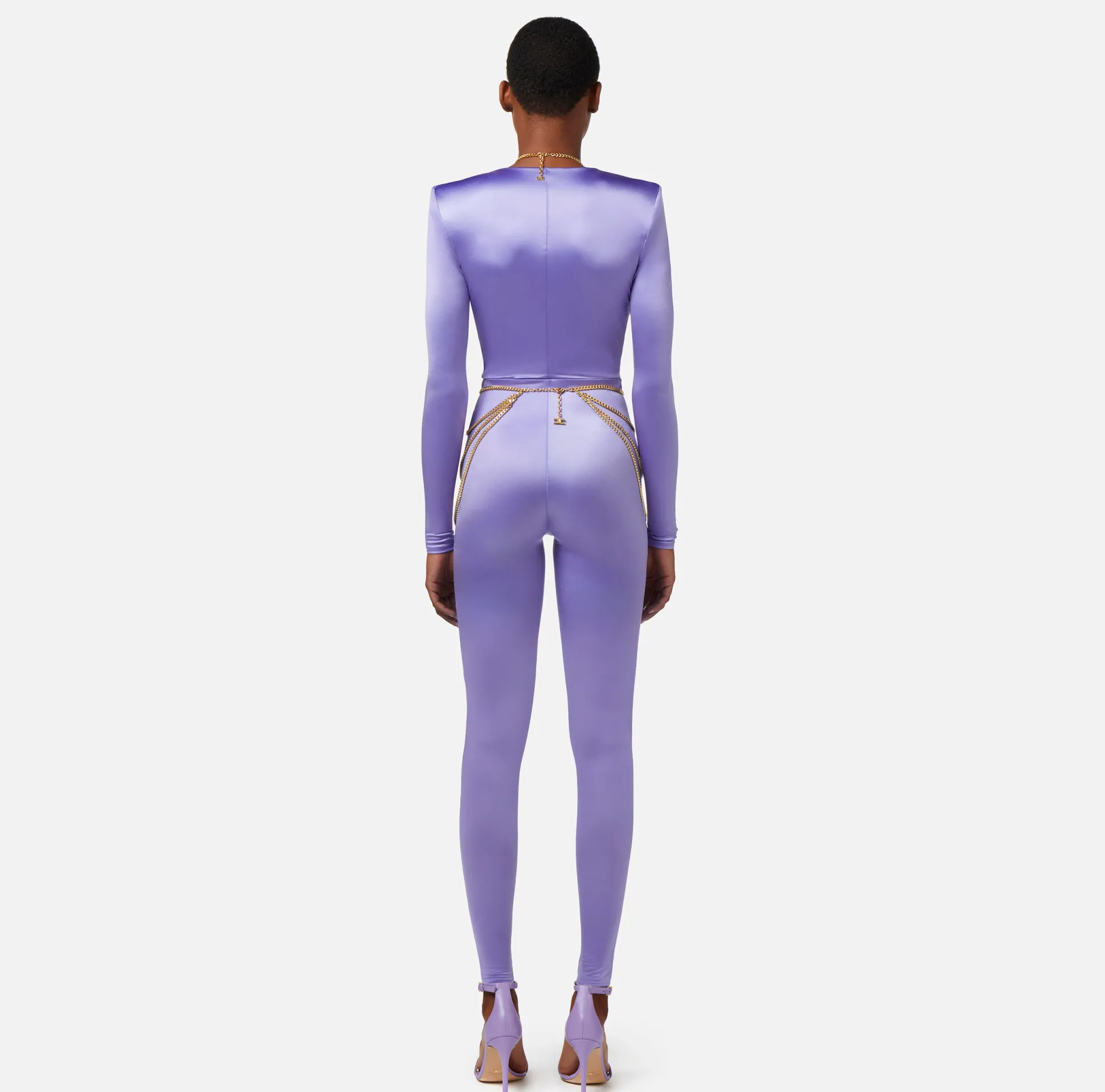 Elisabetta Franchi Tute^Tuta In Lycra Con Body Chain